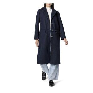 The Drop Liam Loose Overcoat Size XXL 2XL Navy Blue Women's Long Jacket Career
